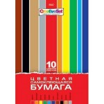 Набор цветной самоклеящейся бумаги А4 10 цветов, мелованная (Hatber)