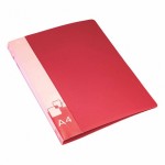 Папка с боковым зажимом А4 16мм, торцевой и внутренний карман, пластик, красный, 0,7мм (Бюрократ)