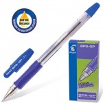 Ручка шариковая "BPS-GP", прозрачный, масляная, резиновый упор, 0,7мм, синий (Pilot)