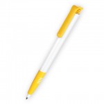 Ручка шариковая одноразовая "Super soft Basic", белый, желтый клип (Senator)