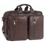 Сумка-рюкзак мужская, натуральная кожа, карманы, плечевой ремень, коричневый (Franchesco Mariscotti)