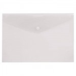 Папка-конверт на кнопке А4, прозрачный пластик, прозрачный, 0,18мм (Бюрократ)