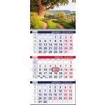 Календарь квартальный 2023г 3-х блочный на 1 гребне, бегунок, "Летняя прогулка" (Hatber)