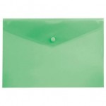 Папка-конверт на кнопке А4, прозрачный пластик, зеленый (Бюрократ)