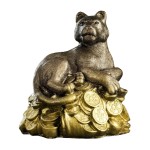 Копилка "Тигр на деньгах", бронза-золото,15 см