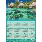 Календарь настенный 2023г, А2, лист, "Тропический остров" (Офис-Лидер)