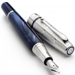 Ручка перьевая "Miya Argento", корпус-голубой целлулоид, серебро, золото 18К, F (Montegrappa)