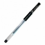 Ручка гелевая, прозрачный, резиновый упор, 0,5мм, черный, без логотипа (Workmate)