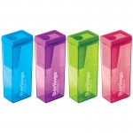 Точилка на 1 отверстие, прозрачный контейнер, пластик, ассорти "NeonBox" (Berlingo)