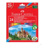 Карандаши цветные 24 цвета, "Eco Замок", шестигранный корпус, точилка (Faber-Castell)