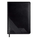 Ежедневник 2026г.,146х211мм, черный, 176л, кожзам, белый блок, закругленные углы (Escalada)