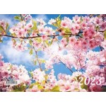 Календарь квартальный 2023г 3-х блочный на 3-х гребнях, бегунок, "Весенние цветы" (Офис-Лидер)