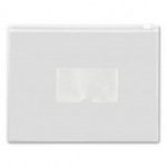 Папка-конверт на молнии A4, "ZIP", пластик прозрачный 150мкм, карман, белый (Бюрократ)