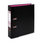 Папка-регистратор А4 75мм, "Black&Color", карман, картон/ПВХ, метал. кант, чер/роз (Expert Complete)