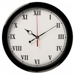 Часы настенные пластиковые "Классика", круглые, d=28 см, черный обод, римские цифры (Соломон)