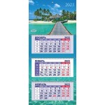 Календарь квартальный 2023г 3-х блочный на 3-х гребнях, бегунок, "Утро на Мальдивах" (Офис-Лидер)