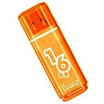 Флешка 16Gb USB 2.0 "Glossy", оранжевый (SmartBuy)