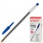 Ручка шариковая "Basic", прозрачный корпус, 1мм, синий (Staff)