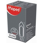 Скрепки 32мм, никелированные, с загнутым концом, стрелка, 100шт/уп,в картонной упаковке (Maped)