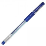 Ручка гелевая, прозрачный, резиновый упор, 0,5мм, синий, без логотипа (Workmate)
