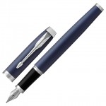 Ручка перьевая "IM Core Matte Blue CT", корпус-латунь, лак, хром, синий (Parker)