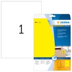 Этикетки самоклеящиеся на листе А4, 210х297мм, 1шт/л, желтый (Herma)