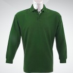 Рубашка мужская "Поло", 100% хлопок, 200г/кв.м., XL, длинный рукав, зеленый (Elite-Line)