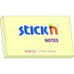 Бумага для заметок с клейким краем 76х127мм, 100л/шт, пастель, желтый (Stick'N)