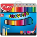 Карандаши цветные 24 цвета, "Color Peps", трехгранный корпус, металлическая упаковка (Maped)