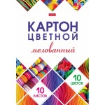 Набор цветного картона А4 10 цветов, 10 листов, мелованный. "Мозаика" (Hatber)