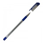 Ручка шариковая "Office Line", прозрачный, резиновый упор, 0,5мм, синий (Workmate)