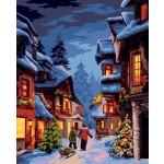 Картина по номерам "Зимняя улочка" 50 х 40 см, со светодиодами (Фрея)