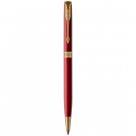 Ручка шариковая "Sonnet Slim Lacquer Intense Red GT", корпус-латунь, лак, позолота 23К (Parker)
