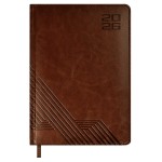 Ежедневник 2026г., 146х211мм, коричневый, 176л, кожзам, белый блок, закругленные углы (Escalada)