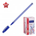 Ручка шариковая ,корпус бело-синий, 0,7мм, синий (Luxor)