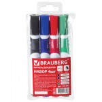 Набор маркеров для доски, пулевидный наконечник, 4 цвета, 5мм, "Soft" (Brauberg)
