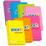 Бумага для заметок с клейким краем 50х76мм, 100л/шт, неон розовый (Stick'N)