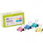 Зажим для бумаг 15 мм, цветной, 12шт/уп, цена за 1шт (OfficeSpace)