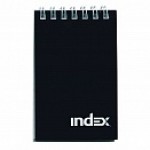 Блокнот А6, 40л, клетка, спираль, мелованный картон, черный (Index)