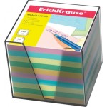 Блок бумаги для записей 90х90х90мм, цветной, в прозрачном пластиковом боксе (Erich Krause)
