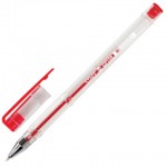 Ручка гелевая, прозрачный, 0,5мм, красный (Staff)