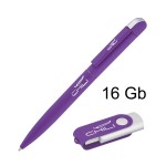 Набор: Ручка "Jupiter" + Флеш-карта "Vostok" 16GB, soft touch, фиолетовый (Chili)