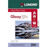 Фотобумага для струйной печати А3, 200г/м2, односторонняя, глянцевая, 50л/п (Lomond) цена 1л