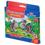 Пластилин восковой 10 цветов "Забавные зверята", 150гр, со стеком (Hatber)