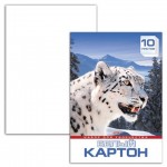 Набор белого картона А3 10 листов, мелованный, "Снежный Барс" (Hatber)