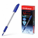 Ручка шариковая одноразовая "U-109 Classic Stick&Grip", резиновый упор, 1мм, синий (Erich Krause)