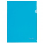Папка-уголок А4, прозрачный пластик 0,10мм, синий (Brauberg)