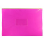 Папка-конверт на молнии A4+ "ZIP", пластик розовый  "Double Neon" (Бюрократ)