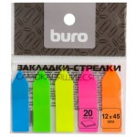 Закладки-стрелки клейкие 12х45мм, 5 цветов по 20л, пластик (Buro)