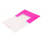 Папка на резинках А4 30мм, "Double Neon", 3 клапана, пластик, розовый (Бюрократ)